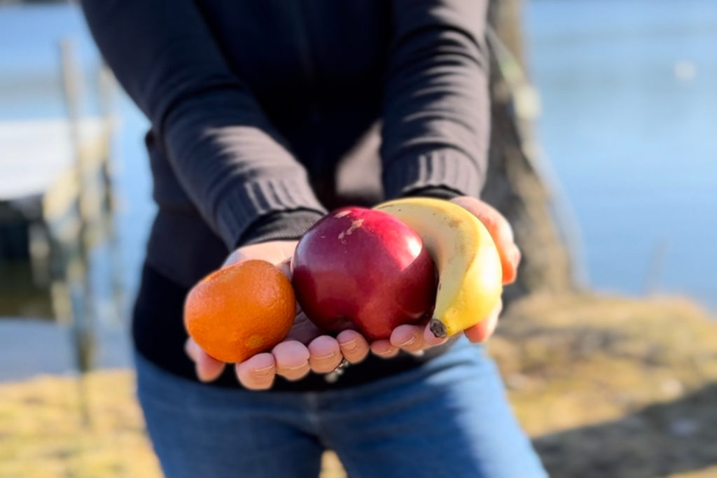 Person holding fruit