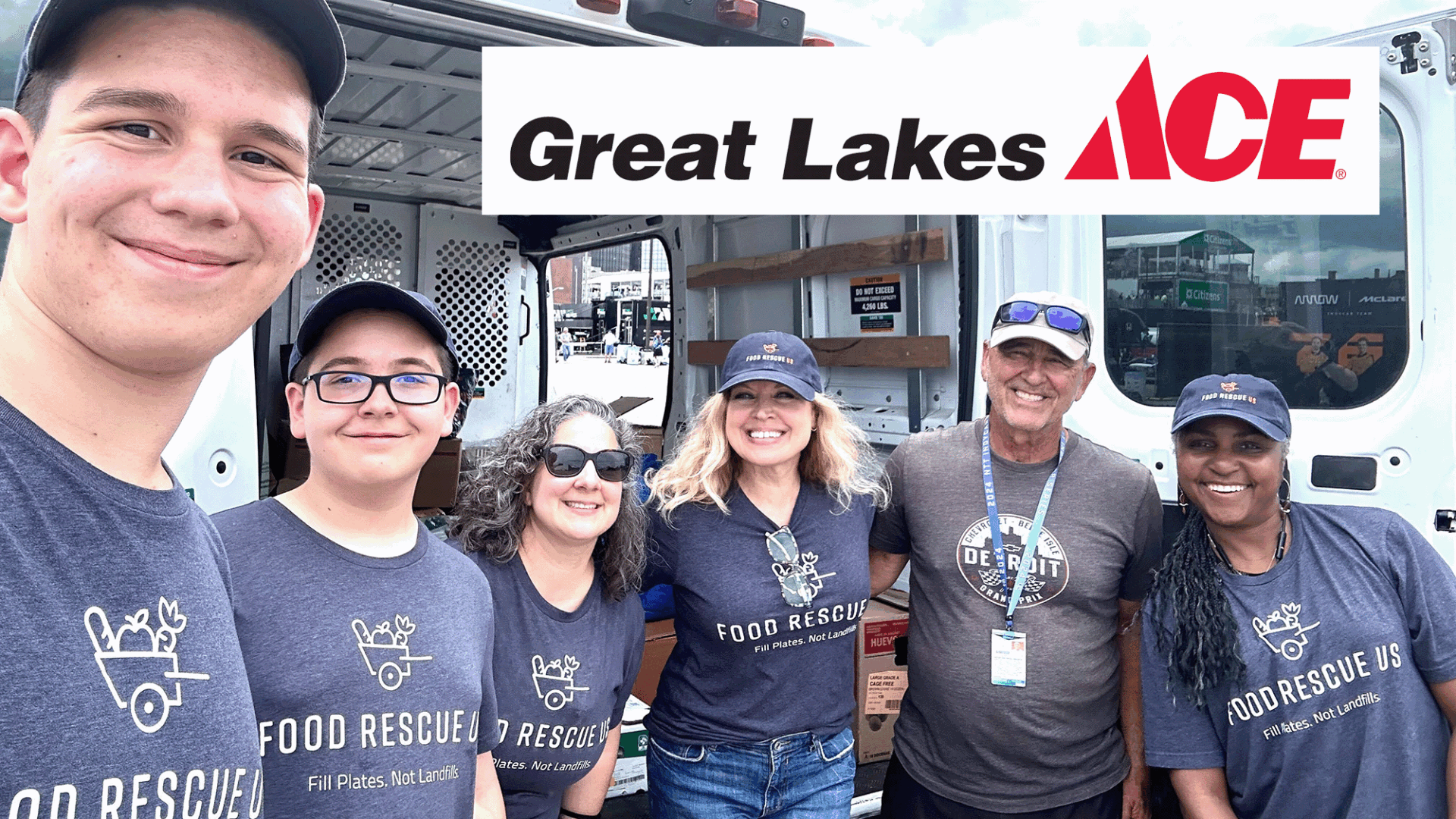 Food Rescue US - Detroit team with Great Lakes Ace Hardware logo