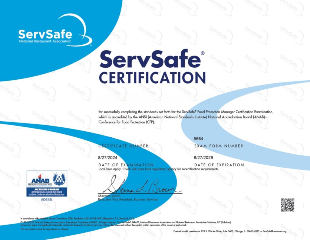 Servsafe certification